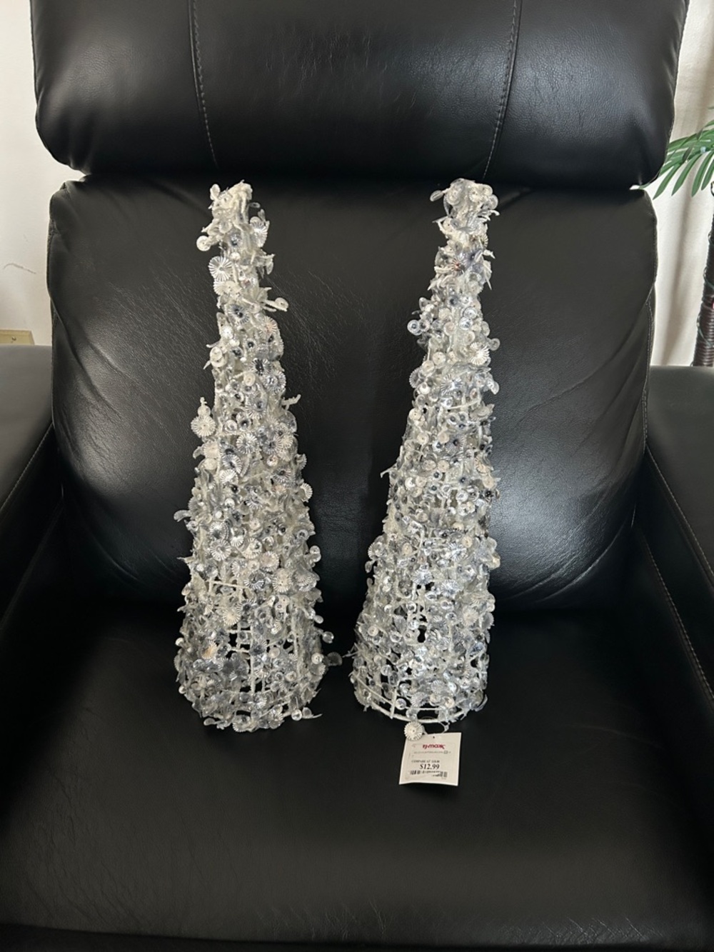 TJ-Maxx Set of Two Shimmering Silver Christmas Trees